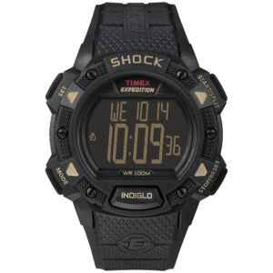 TIMEX EXPEDITION SHOCK RESIST  CAT BLK RESIN STRAP WATCH