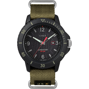 TIMEX GALLATIN SOLAR GREEN NYLON SLIP THRU / BLACK DIAL - Image 2