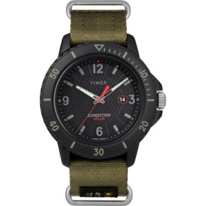 TIMEX GALLATIN SOLAR GREEN NYLON SLIP THRU / BLACK DIAL