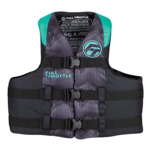 FULL THROTTLE ADULT NYLON LIFE JACKET 2X/4X - AQUA/BLACK