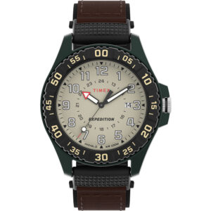 TIMEX EXPEDITION ACADIA  BLACK CASE, BROWN STRAP