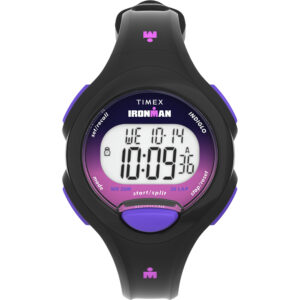 TIMEX IRONMAN ESSENTIALS BLACK CASE PURPLE BUTTON